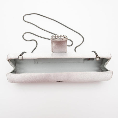 Βραδινό τσαντάκι ύφασμα Drap γκρι/ασημί