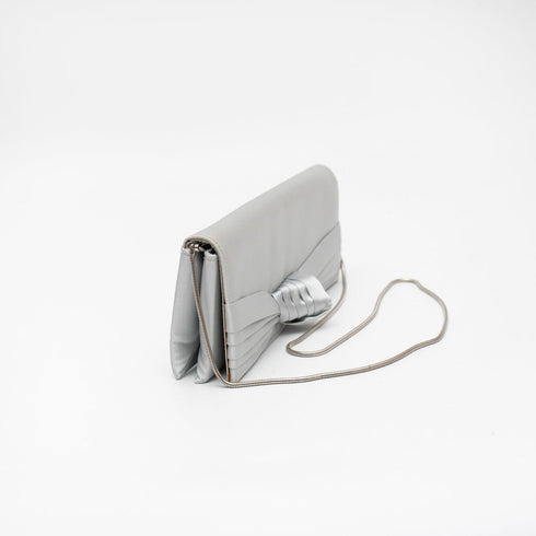 Βραδινό τσαντάκι ύφασμα Drap γκρι/ασημί