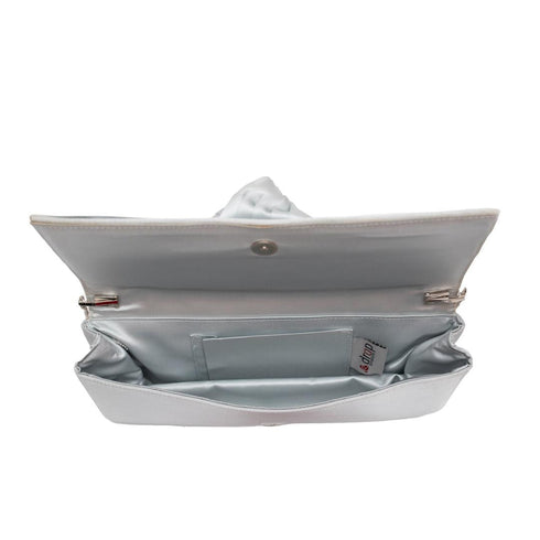 Βραδινό τσαντάκι ύφασμα Drap γκρι/ασημί