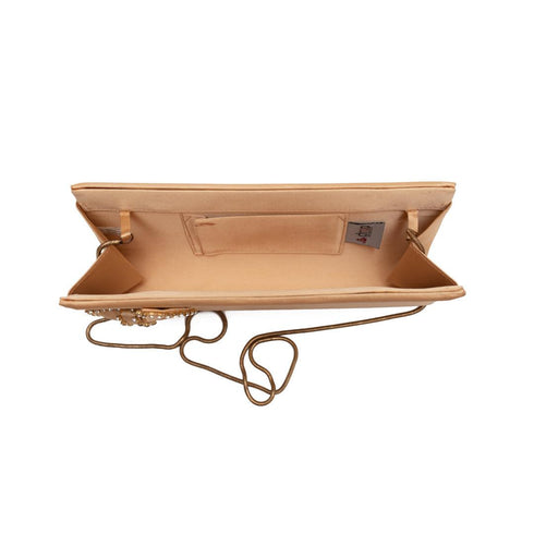 Βραδινό τσαντάκι ύφασμα Drap χρυσό/μπεζ