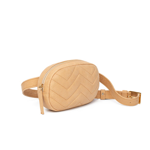 Δερμάτινο τσαντάκι μέσης Τζούκας μπεζ