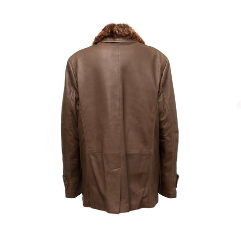 Ανδρικό Δερμάτινο Τζάκετ Fabio Mori λαδί