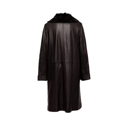 Γυναικείο Δερμάτινο Παλτό με γούνα Vincent μαύρο
