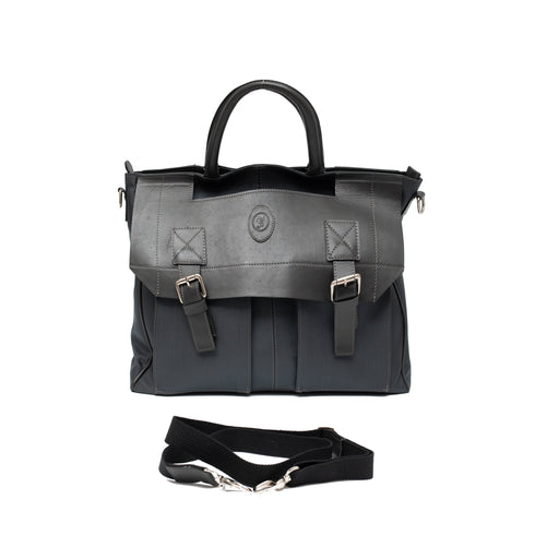 Χειραποσκευή Ύφασμα με δέρμα Τζούκας μπλε/μαύρο