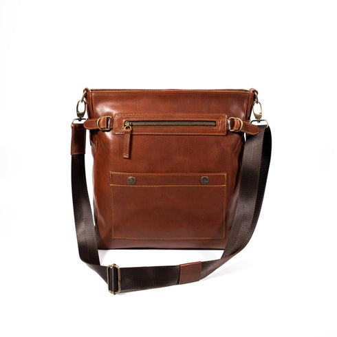 Τσάντα ώμου/χιαστί Δερμάτινη καφέ