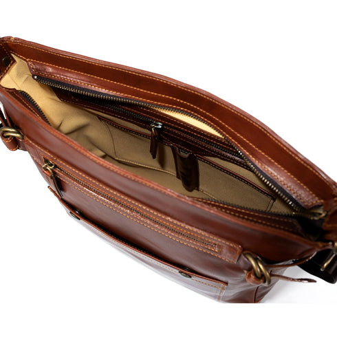 Τσάντα ώμου/χιαστί Δερμάτινη καφέ