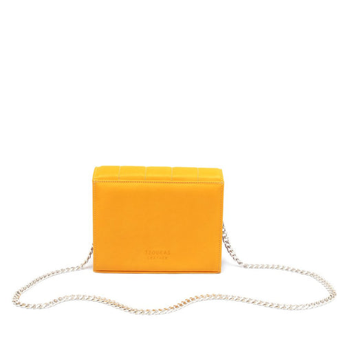 Τσάντα ώμου/χιαστί Δερμάτινη κίτρινο-λιλά