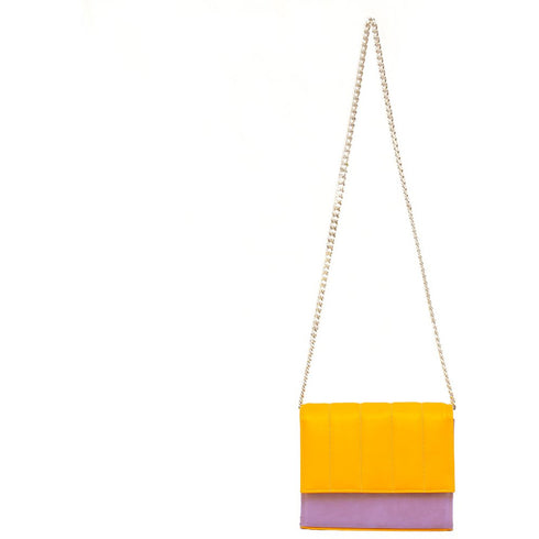 Τσάντα ώμου/χιαστί Δερμάτινη κίτρινο-λιλά