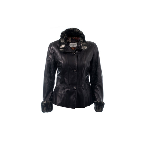 Σακάκι δερμάτινο Maria Teresa μαύρο