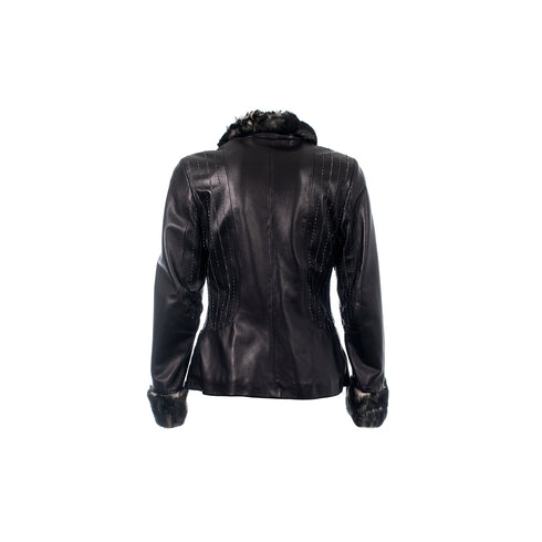 Σακάκι δερμάτινο Maria Teresa μαύρο