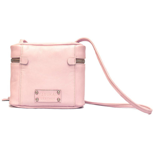 Τσάντα ώμου/χιαστί Δερμάτινη ροζ