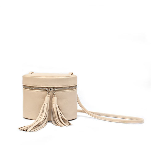 Τσάντα ώμου/χιαστί Δερμάτινη μπεζ