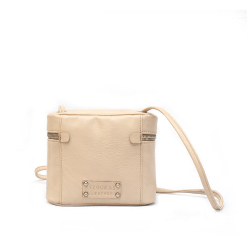 Τσάντα ώμου/χιαστί Δερμάτινη μπεζ