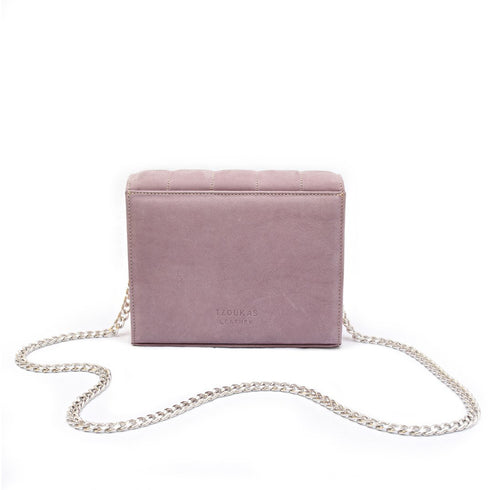 Τσάντα ώμου/χιαστί Δερμάτινη ροζ-λιλά