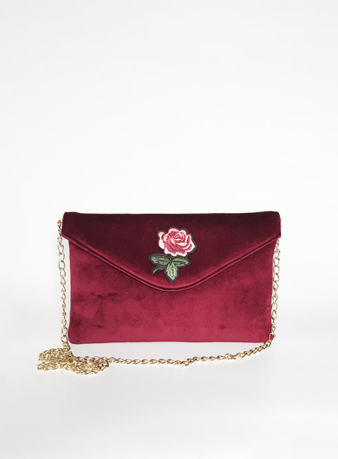 Τσάντα ώμου/χιαστί Τζούκας μπορντό βελούδο