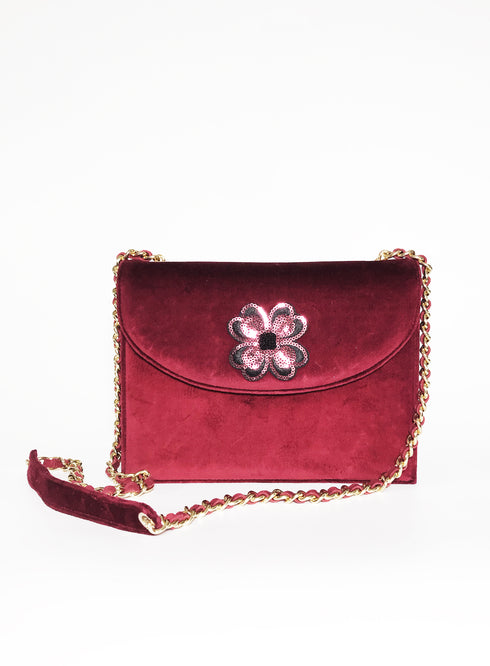 Τσάντα ώμου/χιαστί Τζούκας μπορντό βελούδο