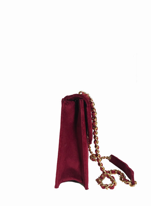 Τσάντα ώμου/χιαστί Τζούκας μπορντό βελούδο