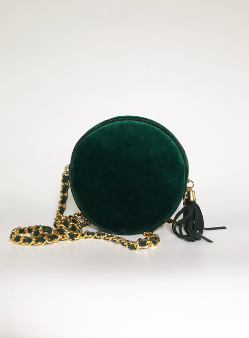 Τσάντα ώμου/χιαστί Τζούκας πράσινο βελούδο
