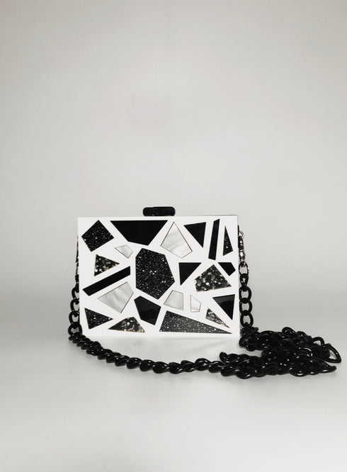 Τσαντάκι ώμου/χιαστί Displexia άσπρο/μαύρο