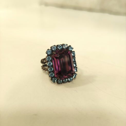 Δαχτυλίδι τετράγωνο Anastasia Dimitriadi Mωβ / Μπλε