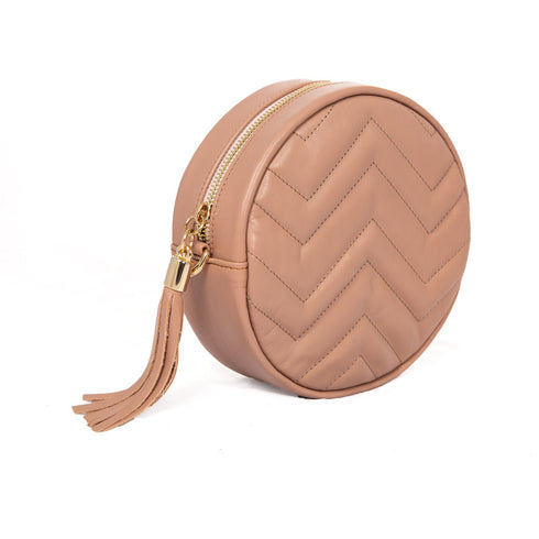 Τσάντα ώμου/χιαστί Δερμάτινη ροζ/σομόν