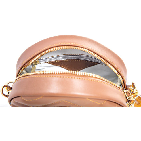 Τσάντα ώμου/χιαστί Δερμάτινη ροζ/σομόν