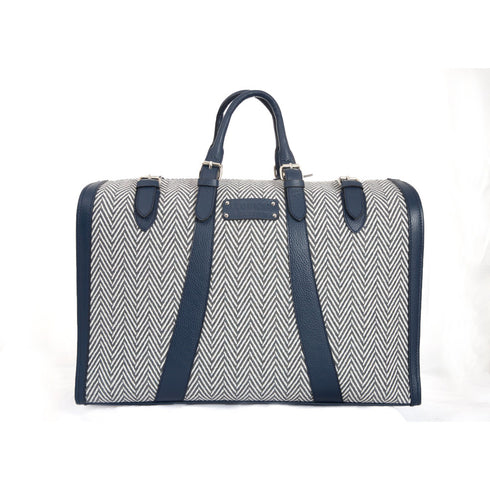 Χειραποσκευή ύφασμα με δέρμα μπλε