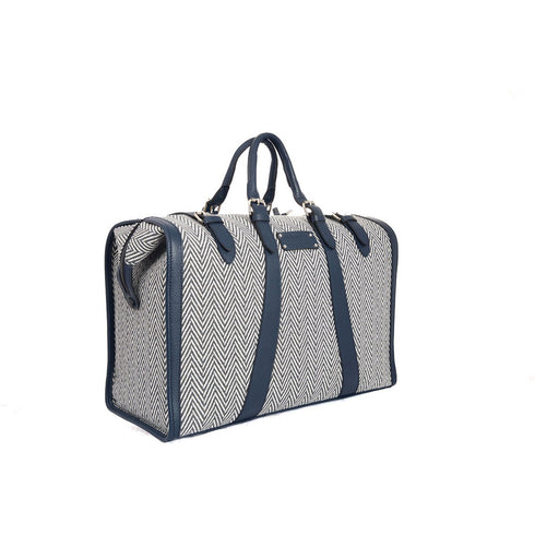 Χειραποσκευή ύφασμα με δέρμα μπλε