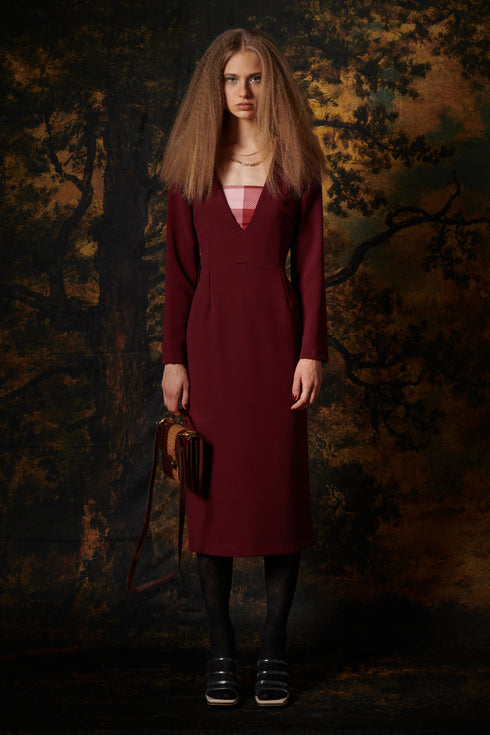 Φόρεμα pencil midi We_Are μπορντό