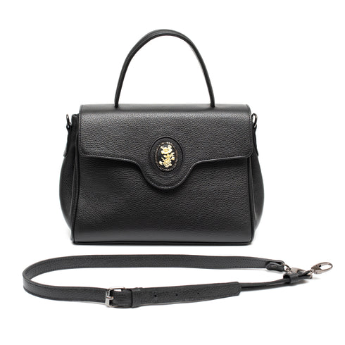 Χειροποίητη Τσάντα tote/χιαστί δερμάτινη Τζούκας μαύρο