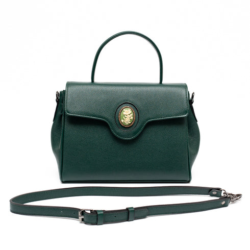 Χειροποίητη Τσάντα tote/χιαστί δερμάτινη Τζούκας σκούρο πράσινο