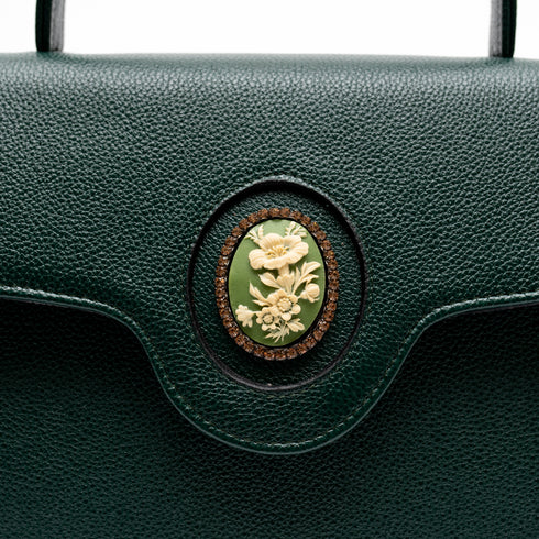 Χειροποίητη Τσάντα tote/χιαστί δερμάτινη Τζούκας σκούρο πράσινο