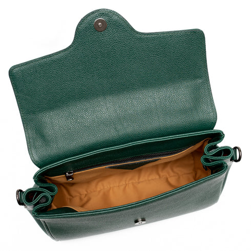 Χειροποίητη Τσάντα tote/χιαστί δερμάτινη Τζούκας σκούρο πράσινο