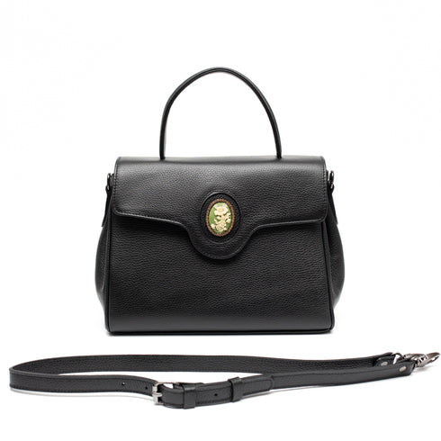 Χειροποίητη Τσάντα tote/χιαστί δερμάτινη Τζούκας μαύρο