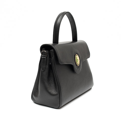 Χειροποίητη Τσάντα tote/χιαστί δερμάτινη Τζούκας μαύρο