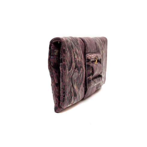 Τσάντα Χιαστί Κροκό Tzoukas Μωβ/Μαύρο