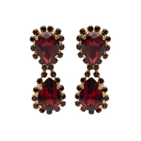 Σκουλαρίκια Κρεμαστά Διπλό Δάκρυ Anastasia Dimitriadi Κόκκινο